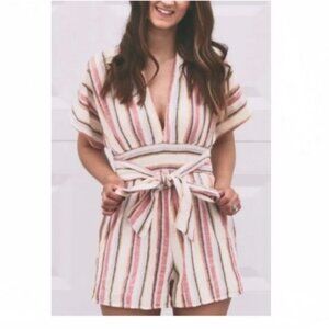 Striped Pink and Cream Jumpsuit